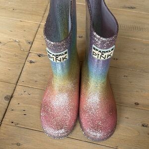 Sparkle Pink Kids Rainbow Rain Boots